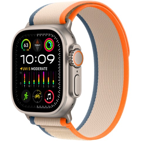 Умные часы Apple Watch Ultra 2 49 мм Titanium Case, титановый/orange/beige Trail Loop (M/L)