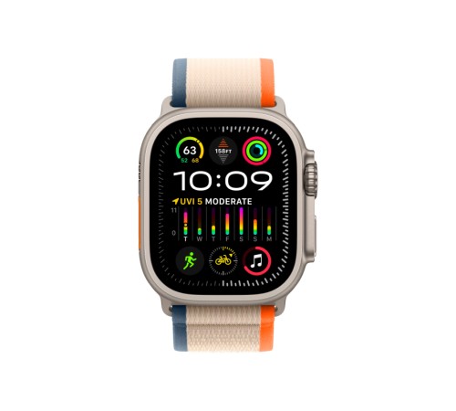 Умные часы Apple Watch Ultra 2 49 мм: титановый корпус и стильный Trail Loop в оранжево-бежевых тонах