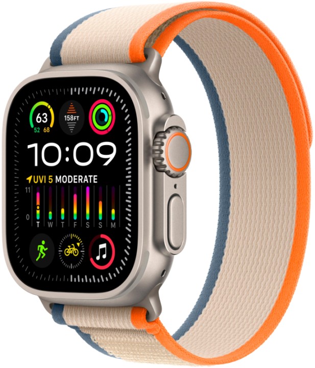 Умные часы Apple Watch Ultra 2 49 мм Titanium Case, титановый/orange/beige Trail Loop (S/M)