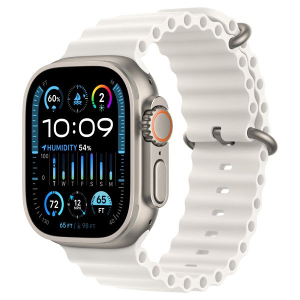 Умные часы Apple Watch Ultra 2 49 мм Titanium Case, титановый/white Ocean Band One Size (MRF93/MREJ3)