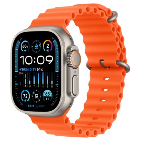Умные часы Apple Watch Ultra 2 49 мм Titanium Case, титановый/orange Ocean Band One Size