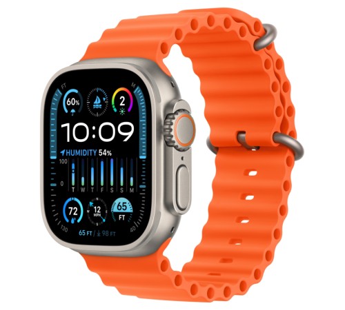 Умные часы Apple Watch Ultra 2 49 мм с титановым корпусом и оранжевым ремешком Ocean Band