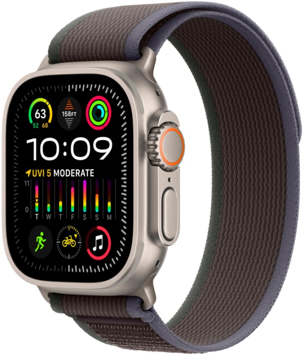 Умные часы Apple Watch Ultra 2 49 мм Titanium Case, титановый/Blue/Black Trail Loop (S/M)