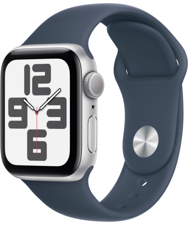 Умные часы Apple Watch SE 2 (2023) GPS 44mm Silver Aluminium Case with Storm Blue Sport Band M/L (MREE3)