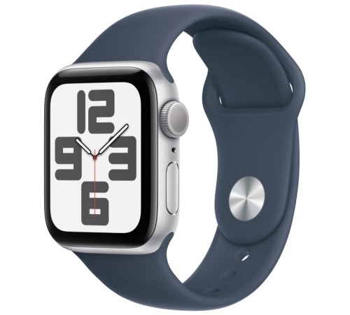 Умные часы Apple Watch SE 2 (2023) GPS 40 мм: серебристый алюминиевый корпус и спортивный ремешок Storm Blue M/L