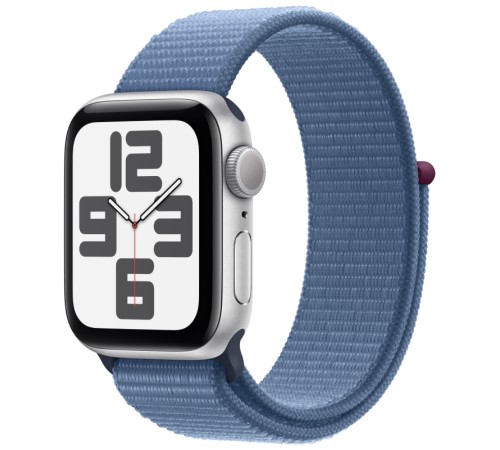 Умные часы Apple Watch SE 2 (2023) GPS 44 мм в серебристом алюминиевом корпусе с ремешком Winter Blue Sport Loop