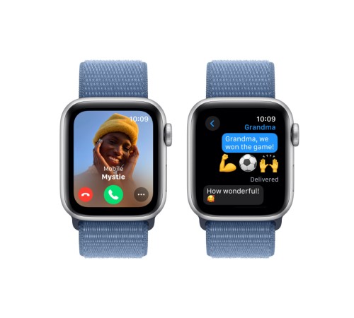 Умные часы Apple Watch SE 2 (2023) GPS 44 мм в серебристом алюминиевом корпусе с ремешком Winter Blue Sport Loop