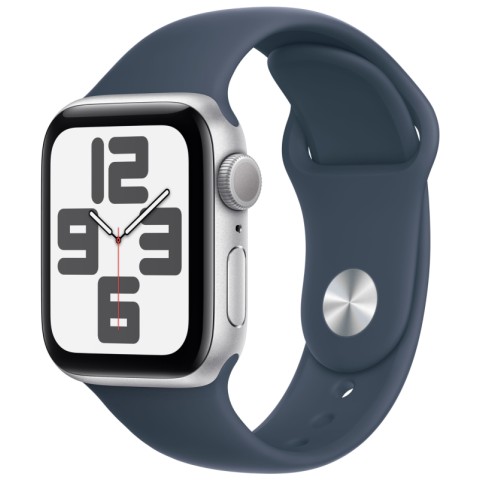 Умные часы Apple Watch SE 2 (2023) GPS 44mm Silver Aluminium Case with Storm Blue Sport Band S/M