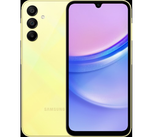 Смартфон Samsung Galaxy A15 4/128 ГБ Dual nano SIM в ярком жёлтом цвете