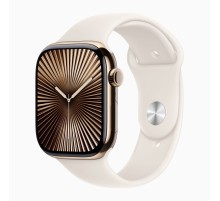 Apple Watch S10 42mm Gold Titanium Case with Starlight Sport Band S/M (HK)