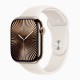 Роскошные Apple Watch S10 42 мм в золотистом титановом корпусе со спортивным ремешком Starlight, размер S/M (HK)