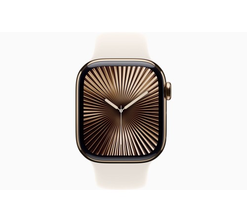 Роскошные Apple Watch S10 42 мм в золотистом титановом корпусе со спортивным ремешком Starlight, размер S/M (HK)