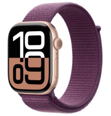 Apple Watch S10 46mm Rose Gold Aluminum Case with Plum Sport Loop 