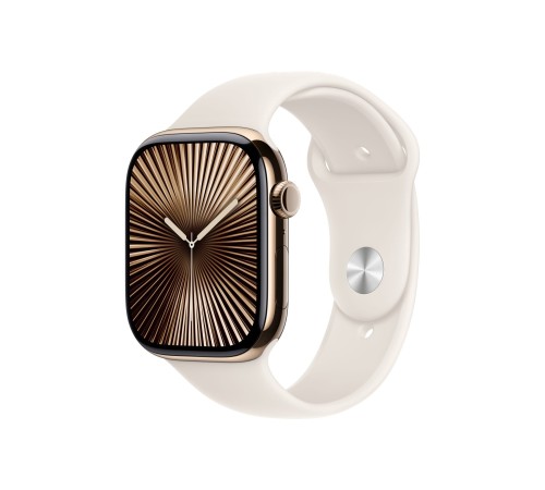 Золотые титановые Apple Watch S10 46 мм с браслетом Starlight Sport, размер M/L (Гонконгская версия)