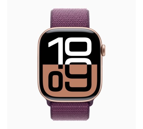 Apple Watch S10 42mm GPS + Cellular, Rose Gold Aluminum Case with Plum Sport Loop