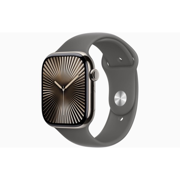 Apple Watch S10 46mm Natural Titanium Case with Stone Gray Sport Band S/M