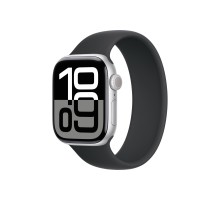 Apple Watch S10 42mm Silver Aluminium Case with Black Solo Loop