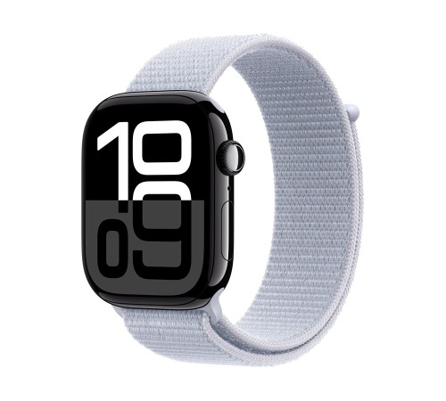 Apple Watch S10 42mm Jet Black Aluminium Case with Blue Cloud Sport Loop 