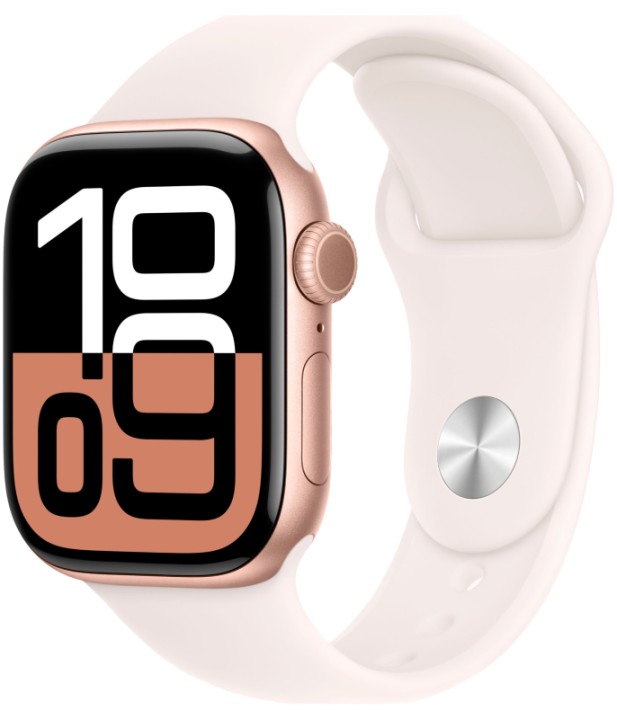 Apple Watch S10 42mm Rose Gold Aluminium Case with Light Blush Sport Band M/L (MWWJ3)