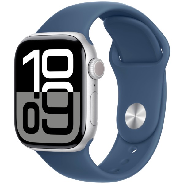 Apple Watch S10 GPS + Cellular 46mm Silver Aluminium Case with Denim Sport Band M/L