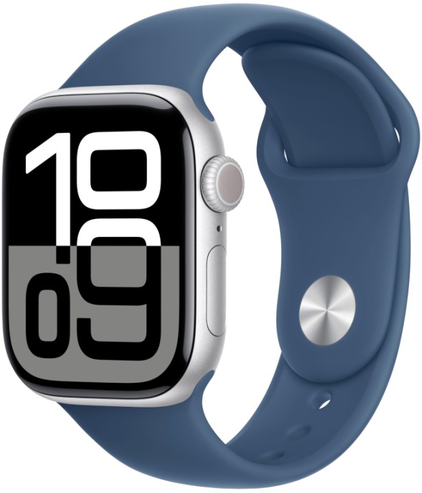 Apple Watch S10 GPS + Cellular 46mm Silver Aluminium Case with Denim Sport Band M/L