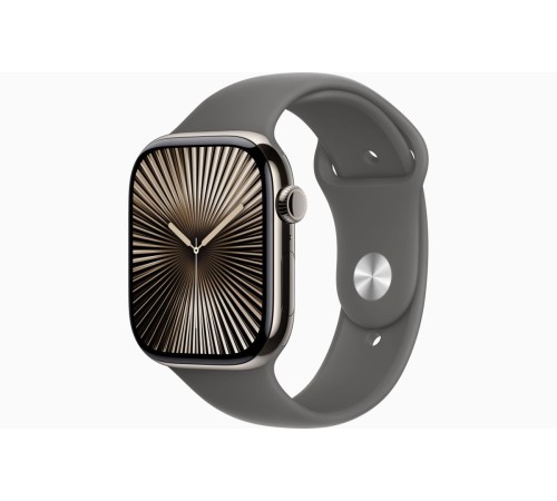 Apple Watch S10 42 мм в корпусе из натурального титана с ремешком Stone Gray Sport, размер M/L (HK) — новинка в ассортименте