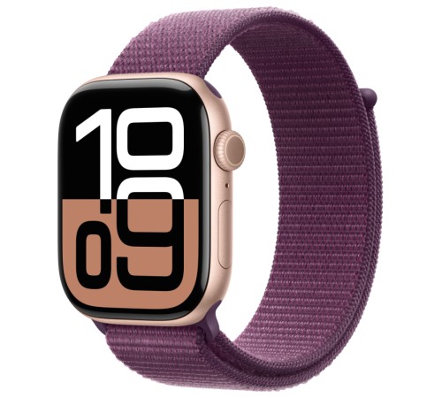 Apple Watch S10 46mm GPS + Cellular Rose Gold Aluminum Case with Plum Sport Loop 