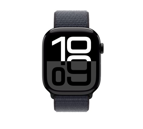 Apple Watch S10 42 мм: стильные часы в алюминиевом корпусе Jet Black с ремешком Ink Sport Loop