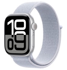 Apple Watch S10 46mm Silver Aluminum Case with Blue Cloud Sport Loop (MWWN3)
