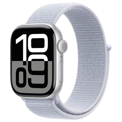 Apple Watch S10 46mm Silver Aluminum Case with Blue Cloud Sport Loop (MWWN3)