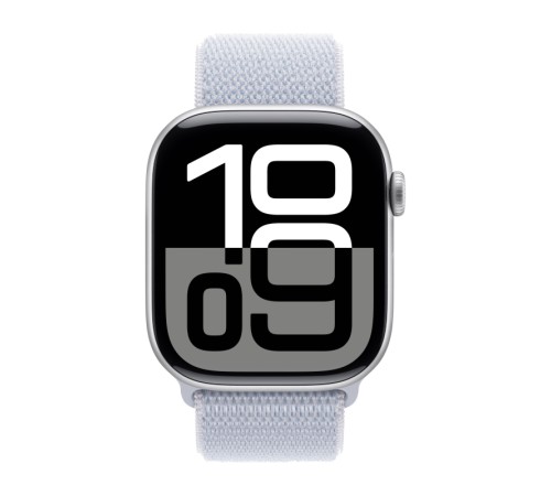Apple Watch S10 46 мм в серебристом алюминиевом корпусе с синим спортивным ремешком Cloud Loop