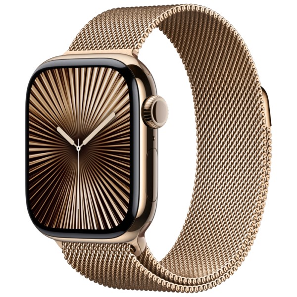 Apple Watch S10 42mm Gold Titanium Case with Gold Milanese Loop