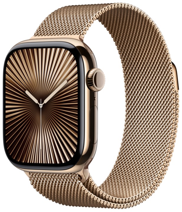 Apple Watch S10 42mm Gold Titanium Case with Gold Milanese Loop