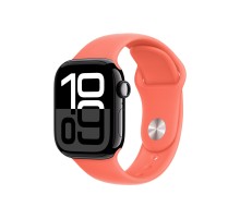 Apple Watch S10 42mm Jet Black Aluminum Case with Tangerine Sport Band S/M
