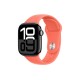 Apple Watch S10 42mm Jet Black Aluminum Case with Tangerine Sport Band S/M