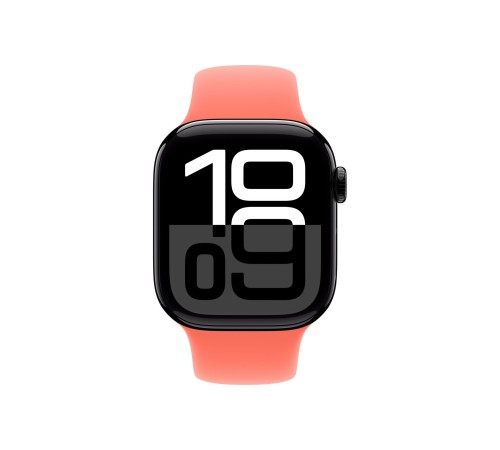 Apple Watch S10 42mm Jet Black Aluminum Case with Tangerine Sport Band S/M