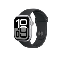 Apple Watch S10 42mm Silver Aluminum Case with Black Sport Band S/M