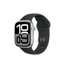 Apple Watch S10 42mm Silver Aluminum Case with Black Sport Band S/M