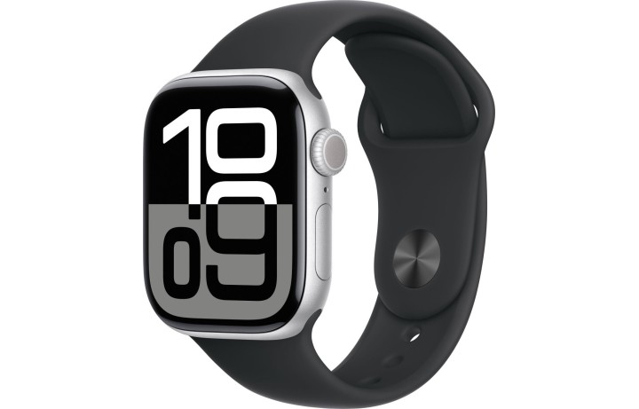 Apple Watch S10 42mm Silver Aluminum Case with Black Sport Band S/M