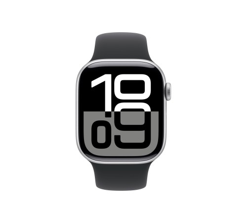 Apple Watch S10 42mm Silver Aluminum Case with Black Sport Band S/M