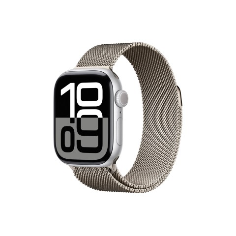 Apple Watch S10 42mm Silver Aluminum Case with Natural Milanese Loop