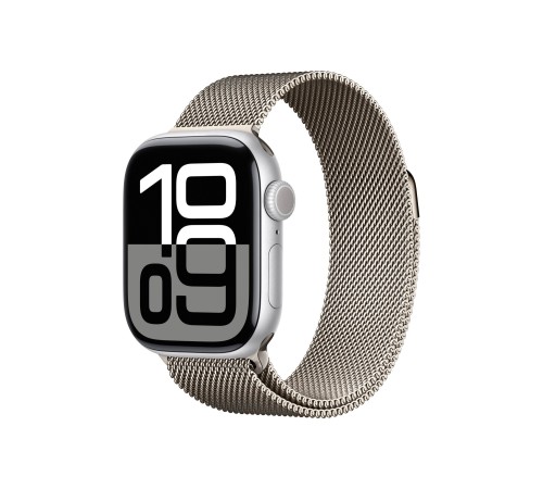 Apple Watch S10 42mm Silver Aluminum Case with Natural Milanese Loop