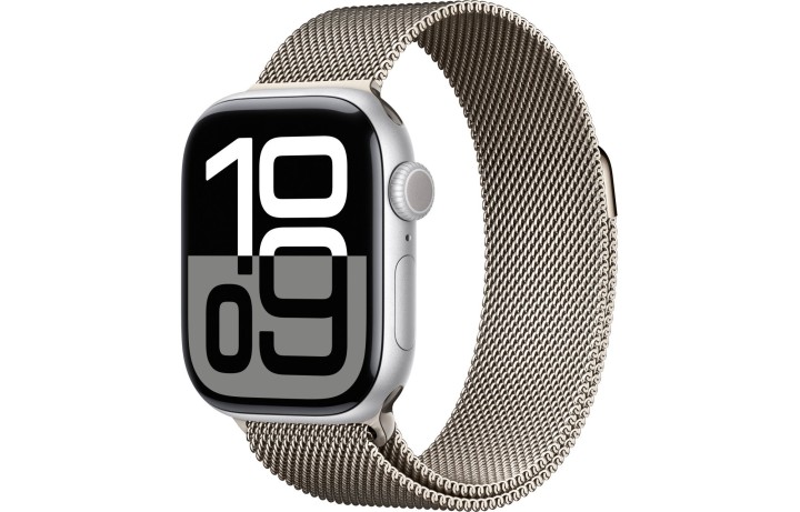 Apple Watch S10 42mm Silver Aluminum Case with Natural Milanese Loop