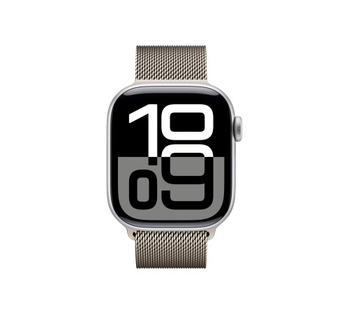 Apple Watch S10 42mm Silver Aluminum Case with Natural Milanese Loop