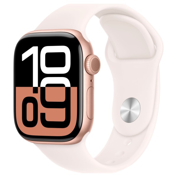 Apple Watch S10 46mm GPS + Cellular Rose Gold Aluminum Case with Light Blush Sport Band - S/M