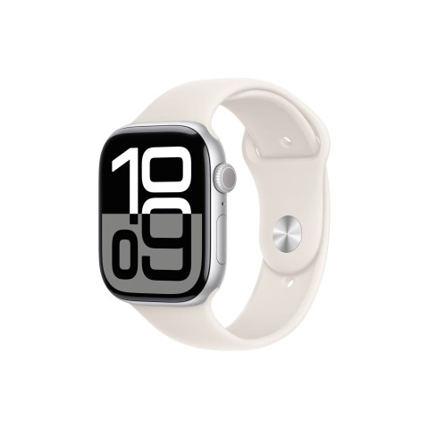 Apple Watch S10 46mm Silver Aluminium Case with Starlight Sport Band S/M