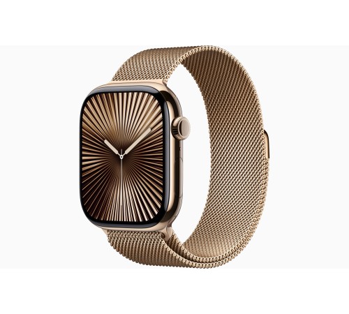 Роскошные Apple Watch S10 46 мм с золотым титановым корпусом и Milanese Loop M/L (США)