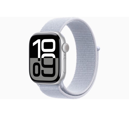 Apple Watch S10 42 мм с серебристым алюминиевым корпусом и спортивным ремешком Blue Cloud