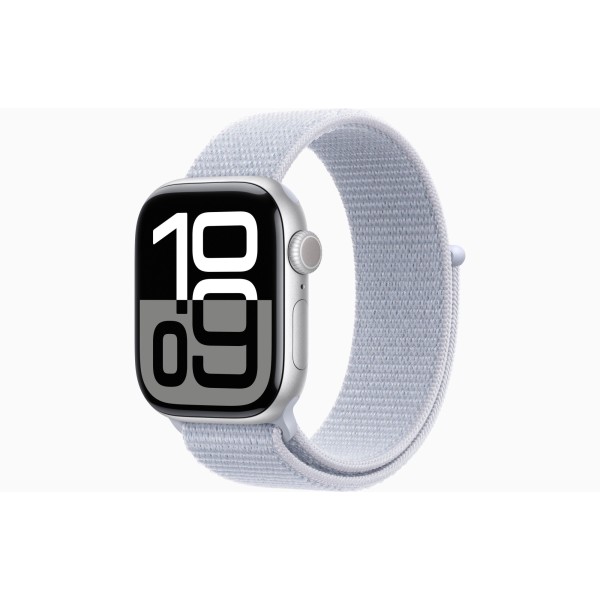 Apple Watch S10 42mm Silver Aluminium Case with Blue Cloud Sport Loop 