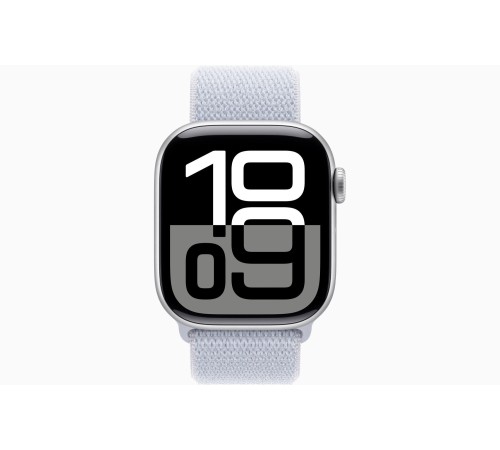 Apple Watch S10 42 мм с серебристым алюминиевым корпусом и спортивным ремешком Blue Cloud